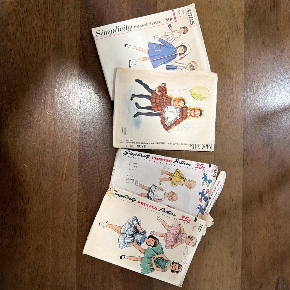 4-Vintage 50S And 60S Children's Size 3 Sewing‎ Patterns McCalls, Simplicity